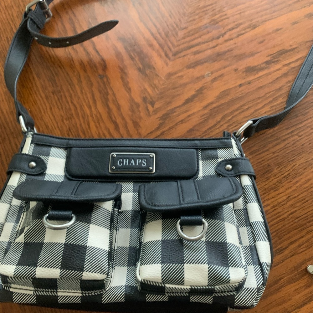 Chaps black and white checkered handbag